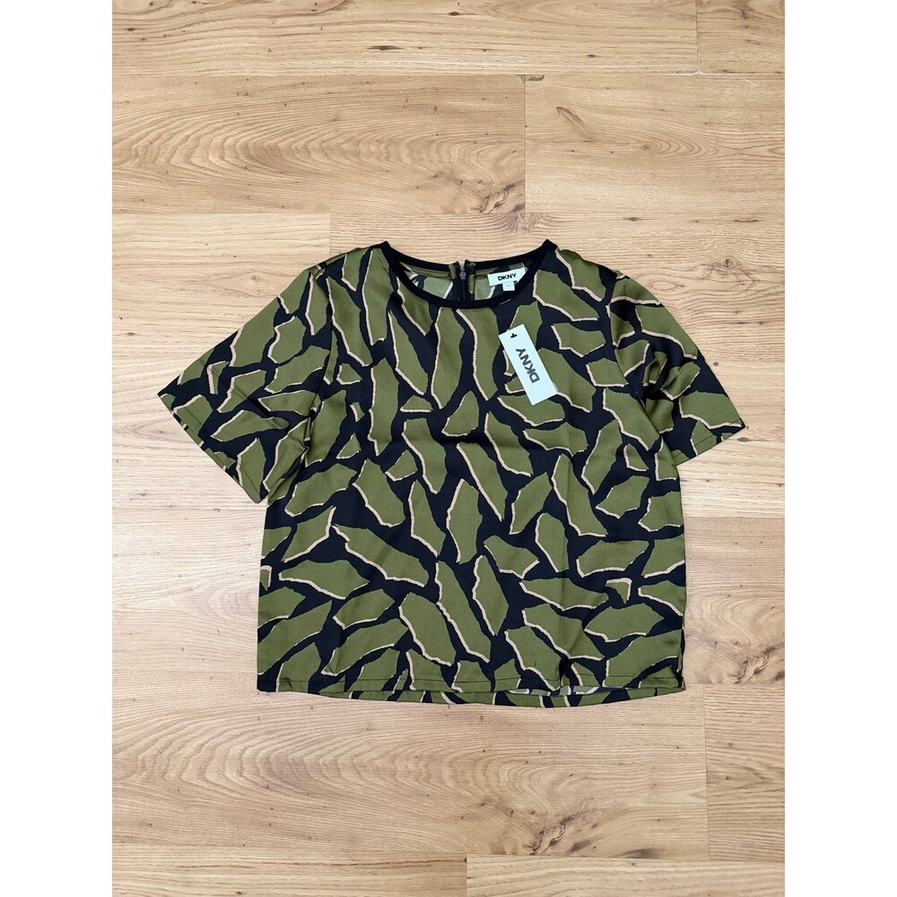 DKNY Green and Black Silk Feel Shirt